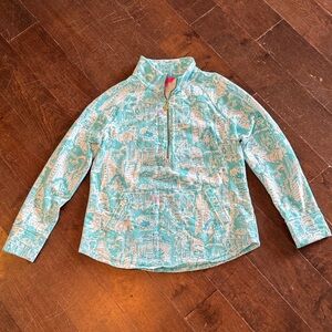 Lilly Pulitzer Aqua and White Quarter Zip